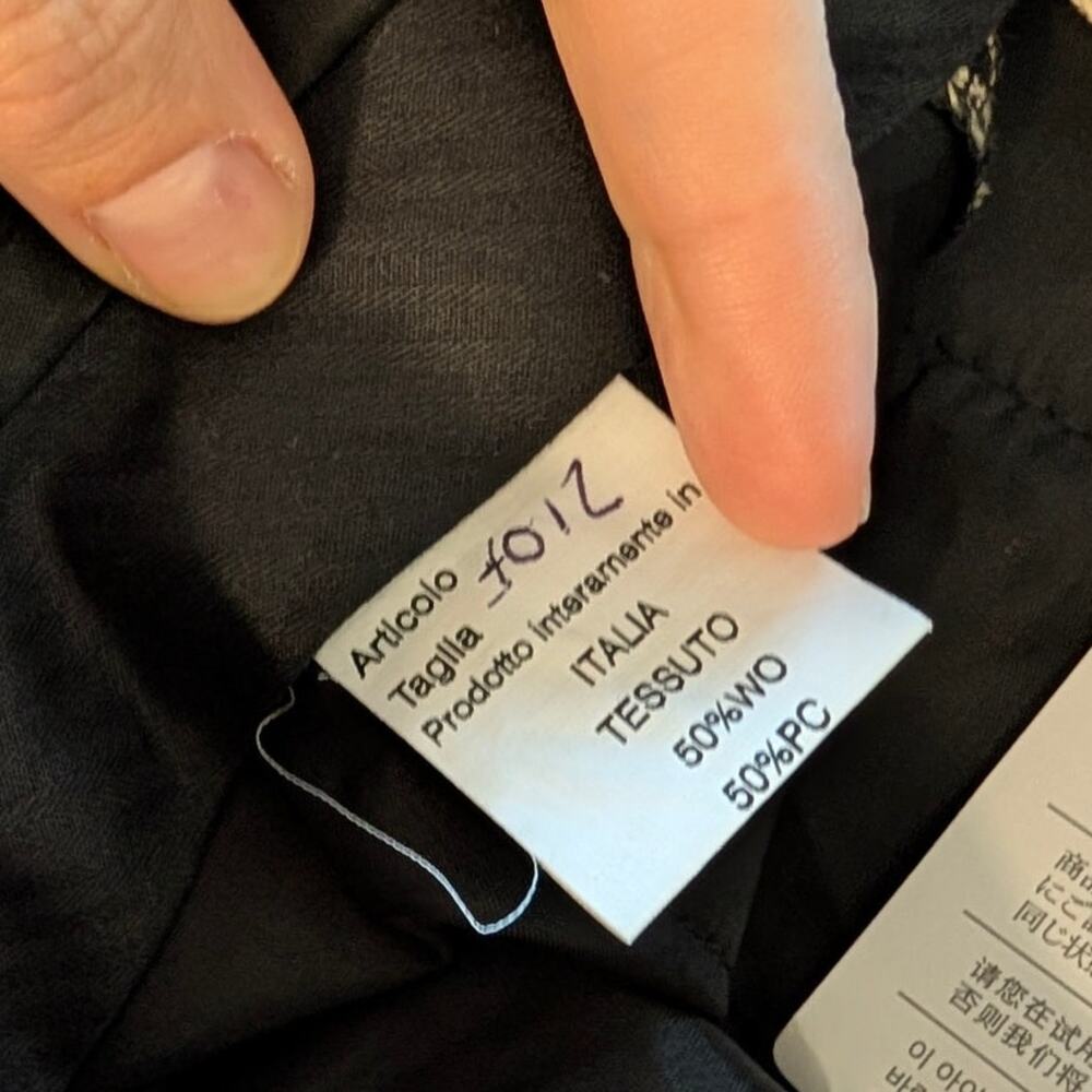 Brian Dales Pants Womens IT 44/M Black/Cream Check Plaid Wool Mid-rise Chino NWT - Picture 11 of 12